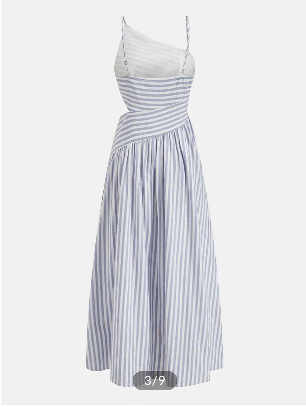 Striped Cut-Out Asymmetric Cami Maxi Dress. - Picture 3 of 6